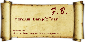 Fronius Benjámin névjegykártya