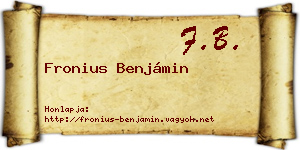 Fronius Benjámin névjegykártya